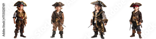 Child Pirate Costume on Transparent Background