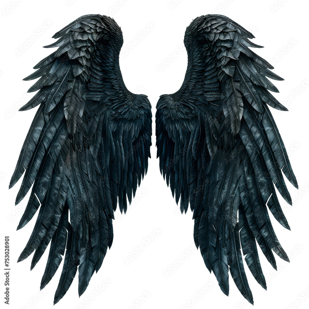 Fototapeta premium Black Wings - Transparent background, Cut out