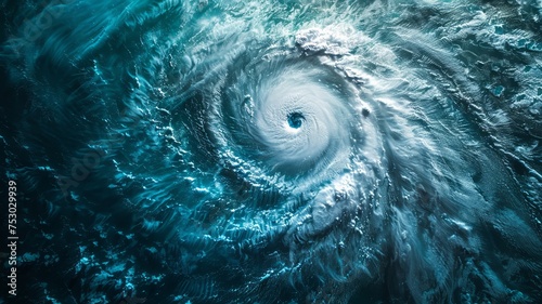 Orbital view of swirling storm over blue ocean