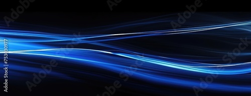 Abstract Blue Light Waves on Black Background