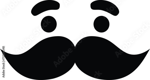 Black mustache with eyes vector shape icon
