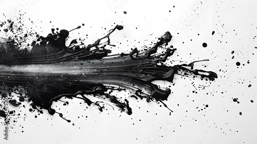 black ink splat on a white background