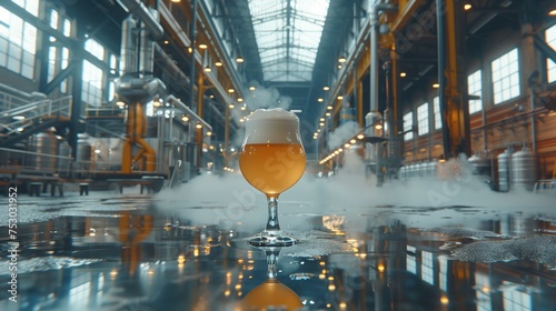 Craft Beer Glass with Mist in Brewery © Tiz21