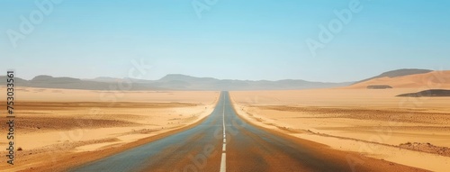 Open Road in the Desert under a Clear Sky