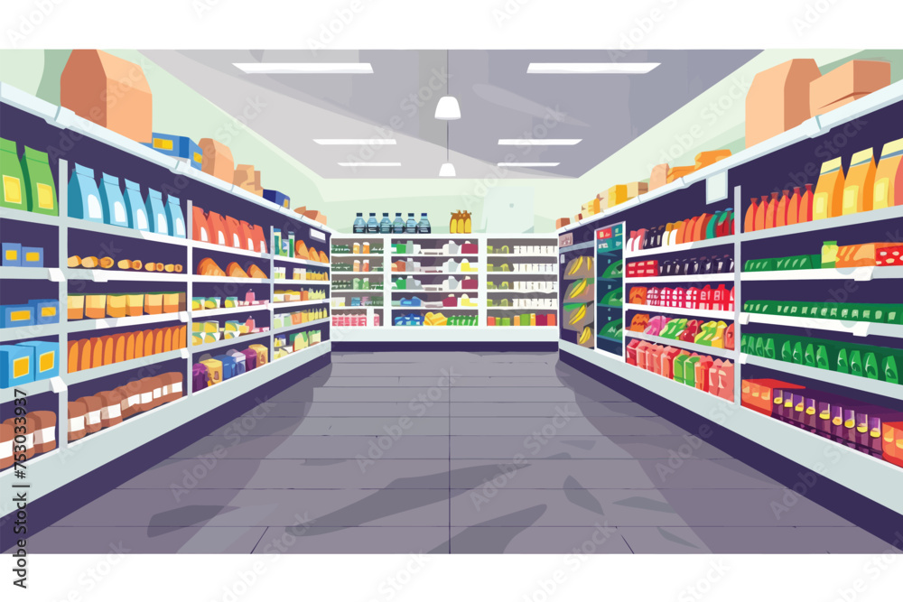 Supermarket interior isolated vector style