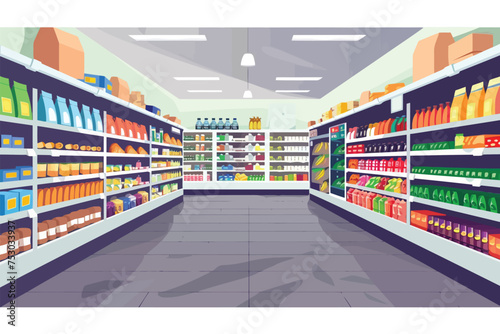Supermarket interior isolated vector style