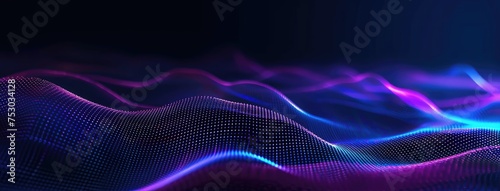 Abstract Digital Wave with Blue and Purple Lights