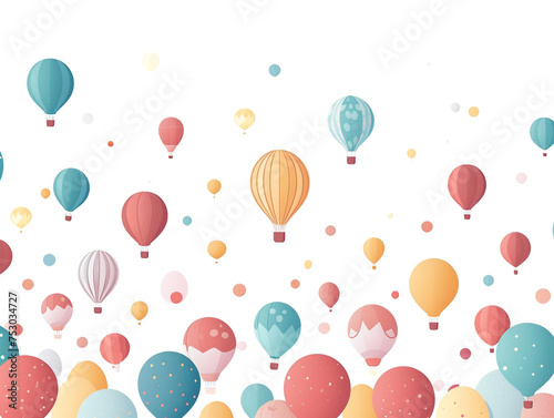 2d flat design illustration of hot air balloon in the air. Flat pastel color. 