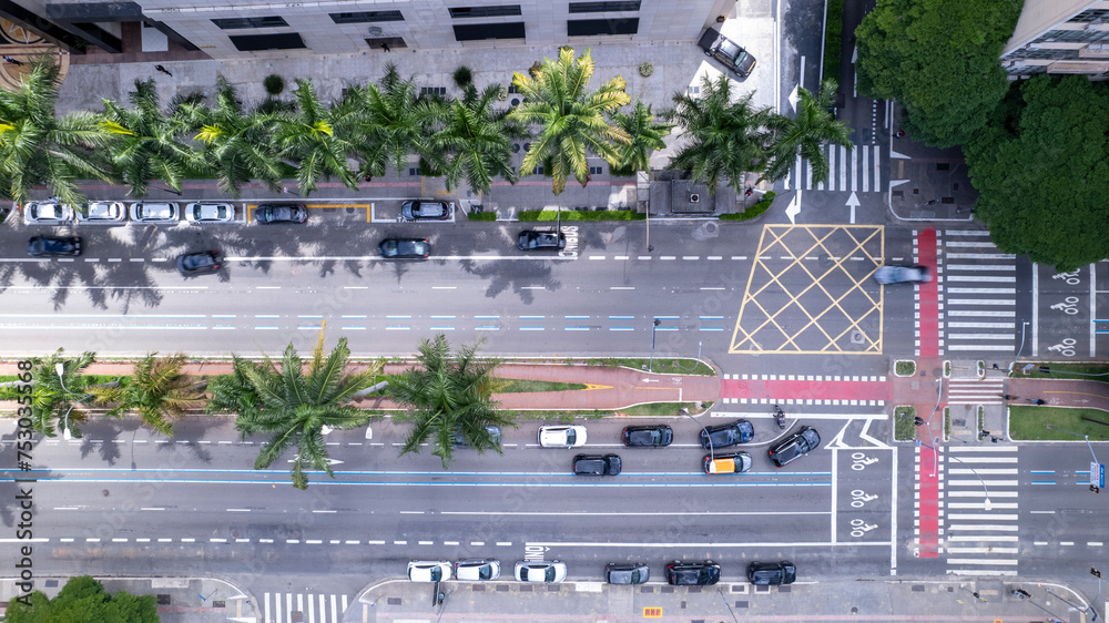 Aerial view of Avenida Brigadeiro Faria Lima, Itaim Bibi. Iconic commercial buildings in the background. Aerial view of Avenida Brigadeiro Faria Lima, Itaim Bibi. Iconic commercial buildings in the background.