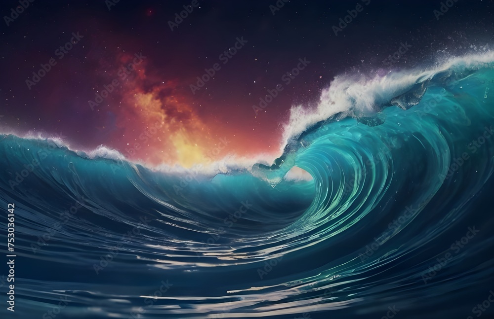 Fototapeta premium amazing colorful sea wave with sky background