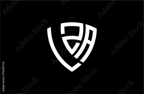 LZA creative letter shield logo design vector icon illustration