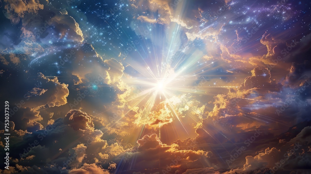 God light in heaven symbolizing divine presence - obrazy, fototapety, plakaty 
