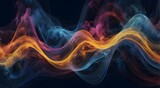 Abstract background of technology particles with dynamic motion and vivid colors, close-up of blue and orange smoke, waves of neon smoke on a black background, Waves in blue and purple in a fuzzy pic