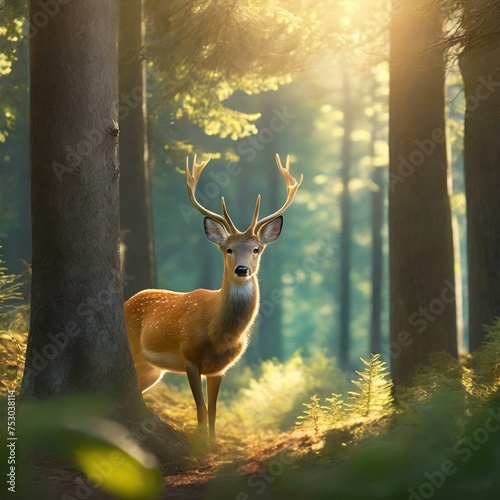 Plakat deer in the forest
