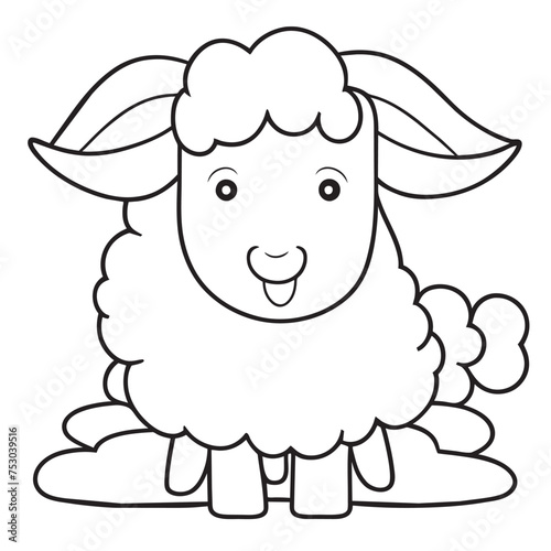 sheep, vector illustration line art