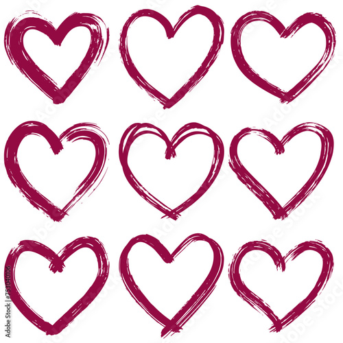 Rote Pinselstrich-Herzen: Minimalistische Vektorillustrationen