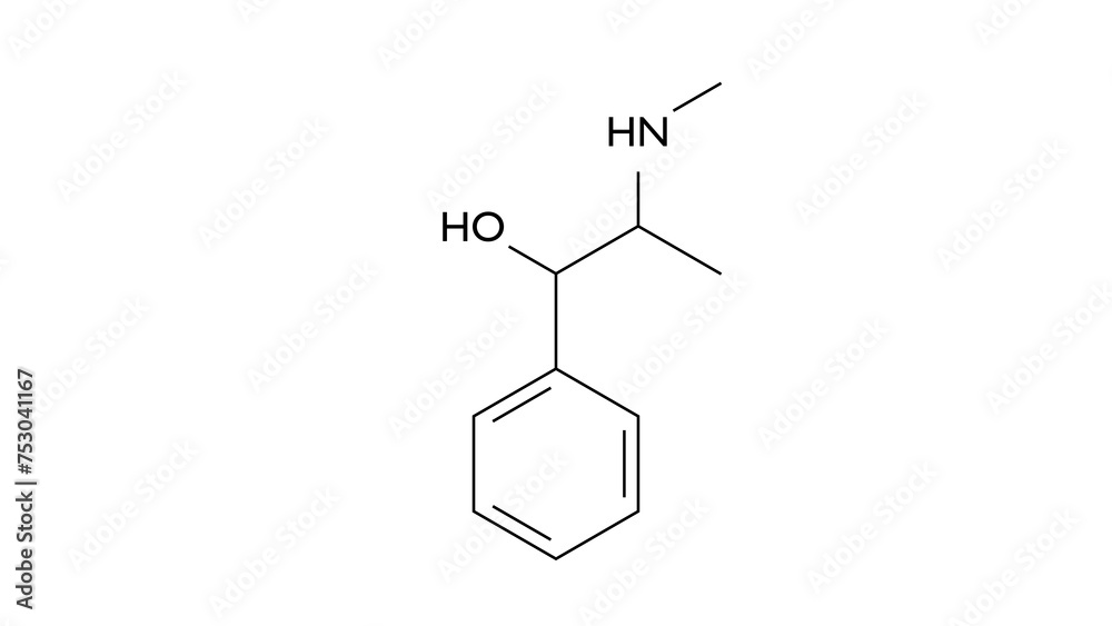 ephedrine molecule, structural chemical formula, ball-and-stick model, isolated image cns stimulant ephedrine molecule, structural chemical formula, ball-and-stick model, isolated image cns stimulant