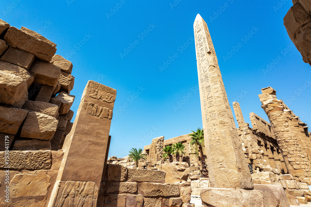 Ancient obelisk in Karnak temple in Luxor, Egypt