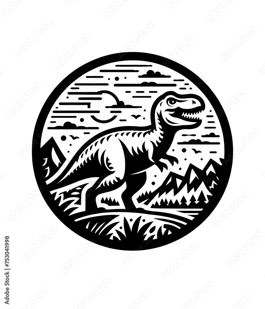 Dinosaur monochrome vector illustration. Dinosaur monochrome vector illustration.