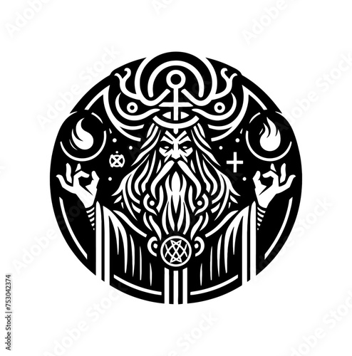 Wizard or druid isolated vector illustration