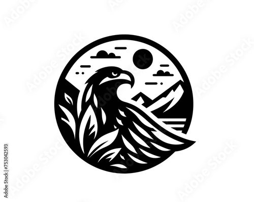 Eagle engravement vector illustration emblem photo