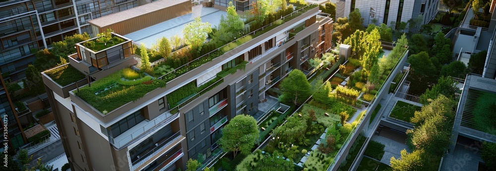 Fototapeta premium Green Roofs Transforming Urban Development