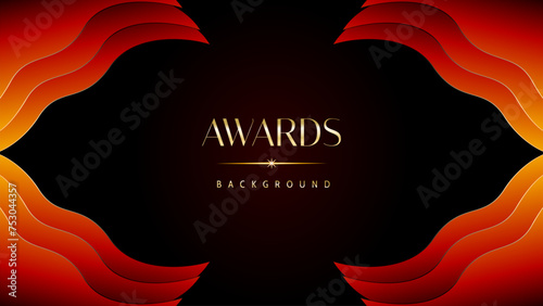 Red orange and golden awards graphics background. Elegant orange premium template design. Wedding invitation card. Engagement ceremony invite. Luxury premium corporate abstract design template.
