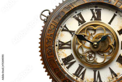 Vintage Clockwork Mechanism - Isolated on White Transparent Background