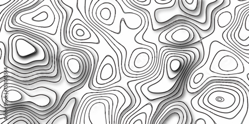 Modern 3d render, abstract white paper background. abstract blank detailed topographic contour map subtle white vector background. Map mockup infographics. Wavy backdrop. Cardboard.