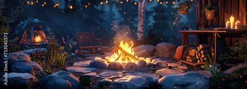 Bonfire in the night environment