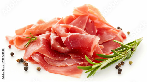 a Spanish Cuisine, JamÃ³n IbÃ©rico, with isolated on white background