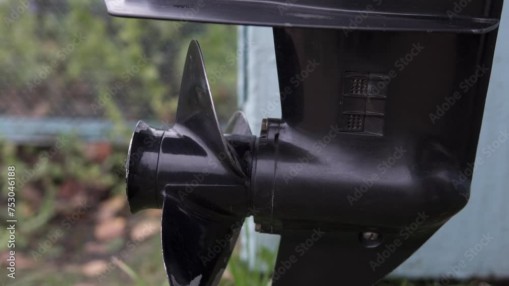 The propeller of a boat injection motor. Repair of twostroke and four