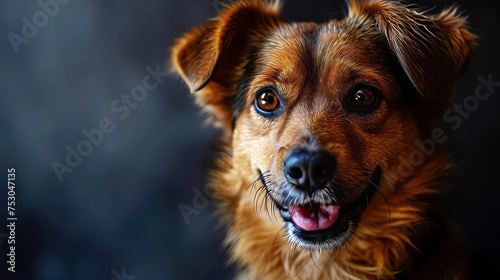 Close-up portrait of attentive dog with brown fur