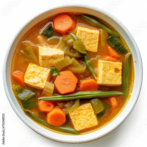 Sayur Lodeh: A mild and aromatic vegetable soup made with coconut milk, various vegetables (such as cabbage, long beans, carrots, and tofu), and spices like turmeric, galangal, and lemongrass. photo o