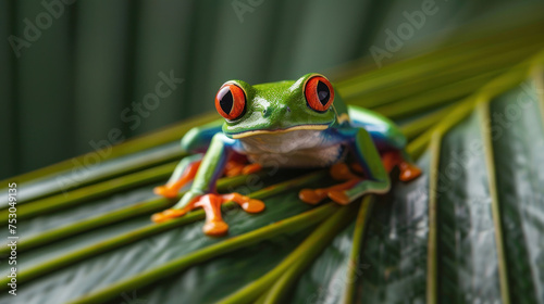 Stock Image of a stunning European tree frog (Hyla arborea). photo