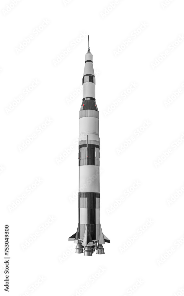 Spaceship rocket isolated on white background.