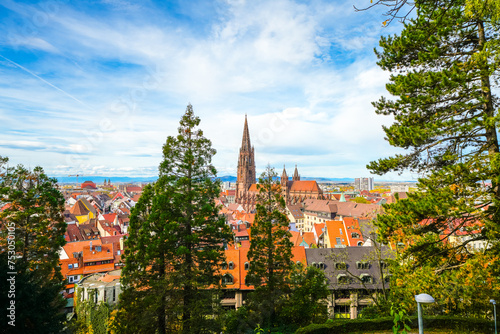 View of Freiburg im Breisgau and the surrounding landscape. 
