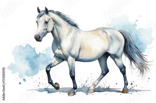 horse isolated on white background watercolor