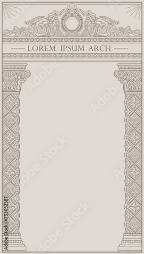 Classic engraved arch postcard frame vintage