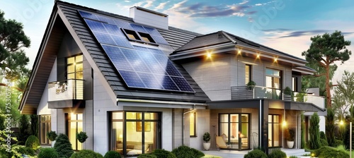 Efficiently harnessing solar energy to power a modern home with seamless panel integration.