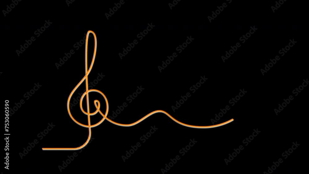 Treble clef self drawing animation. Yellow golden line animated on black background. Treble clef self drawing animation. Yellow golden line animated on black background.