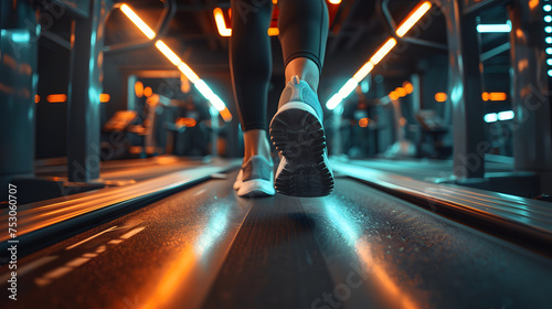 Dynamic Gym Workout: People Training on Treadmills © Massimo Todaro
