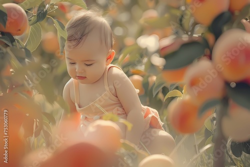 In a world of soft peach, the most endearing little baby takes their first steps, showcasing bravery and cuteness in each adorable stride.