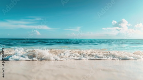 Natural landscape overlooking a beautiful sandy beach and sea on a sunny day. Sea wave . Summer trip vacation to tropical paradise © Irina Sharnina
