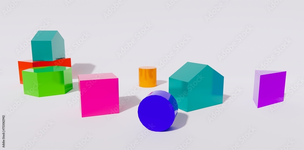 Obraz premium Illustration of various colored children's toys