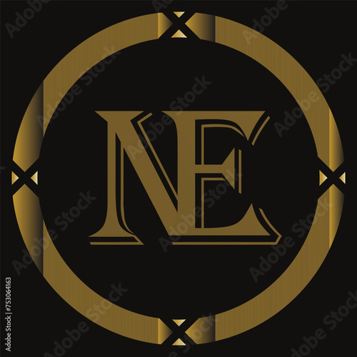 NE lettermark and branding logo design with a leaf .And your best choice.
