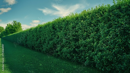a new row of green hedges in a home. generative AI