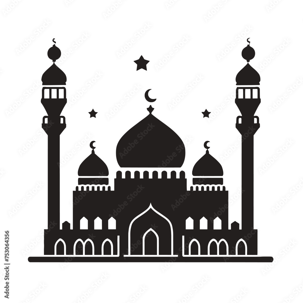 Islamic Mosque Vector Design illustration, Masjid Vector.