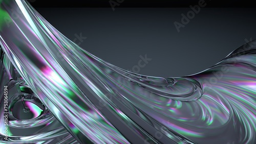 Crystal and Glass Chrome Refraction and Reflection Lush Elegant Modern 3D Rendering Abstract Background