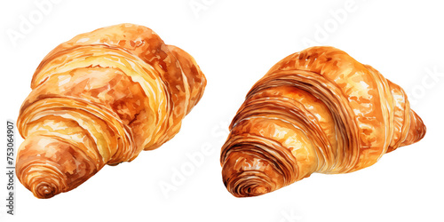 Wallpaper Mural set of two croissants clipart breakfast snack watercolor illustration on transparent background Torontodigital.ca